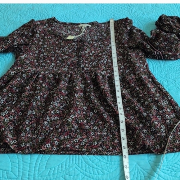NWT Spring Max Studio Cottagecore Top black Pink Floral print Valentine's Sm - Picture 10 of 16